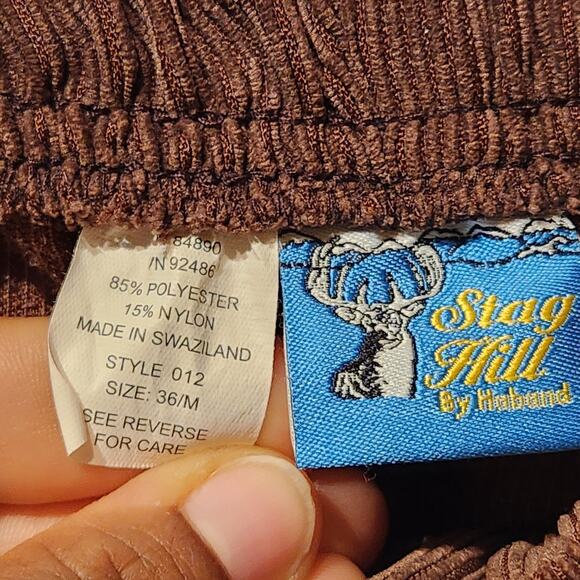 Vintage Stag Hill by Haband Corduroy Pants Brown & Black Elastic Waist 36/ L 29 - Picture 3 of 11